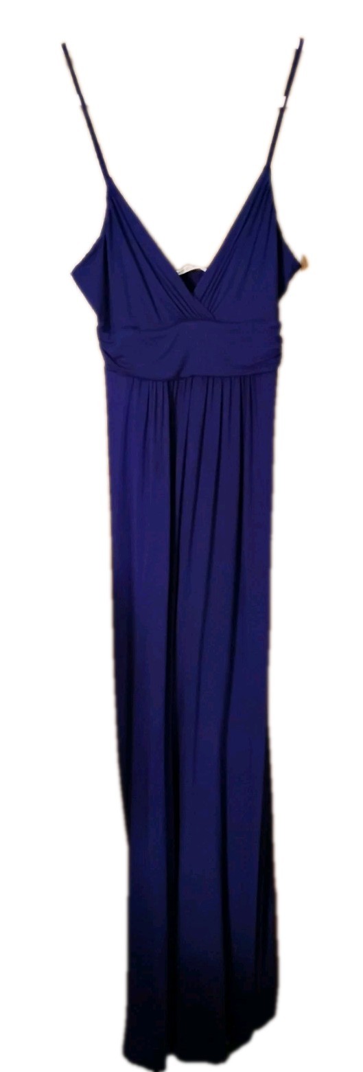 COCO USA Blue Maxi Dress Women’s L V-Neck Spaghetti Strap Solid Boho Cottagecore