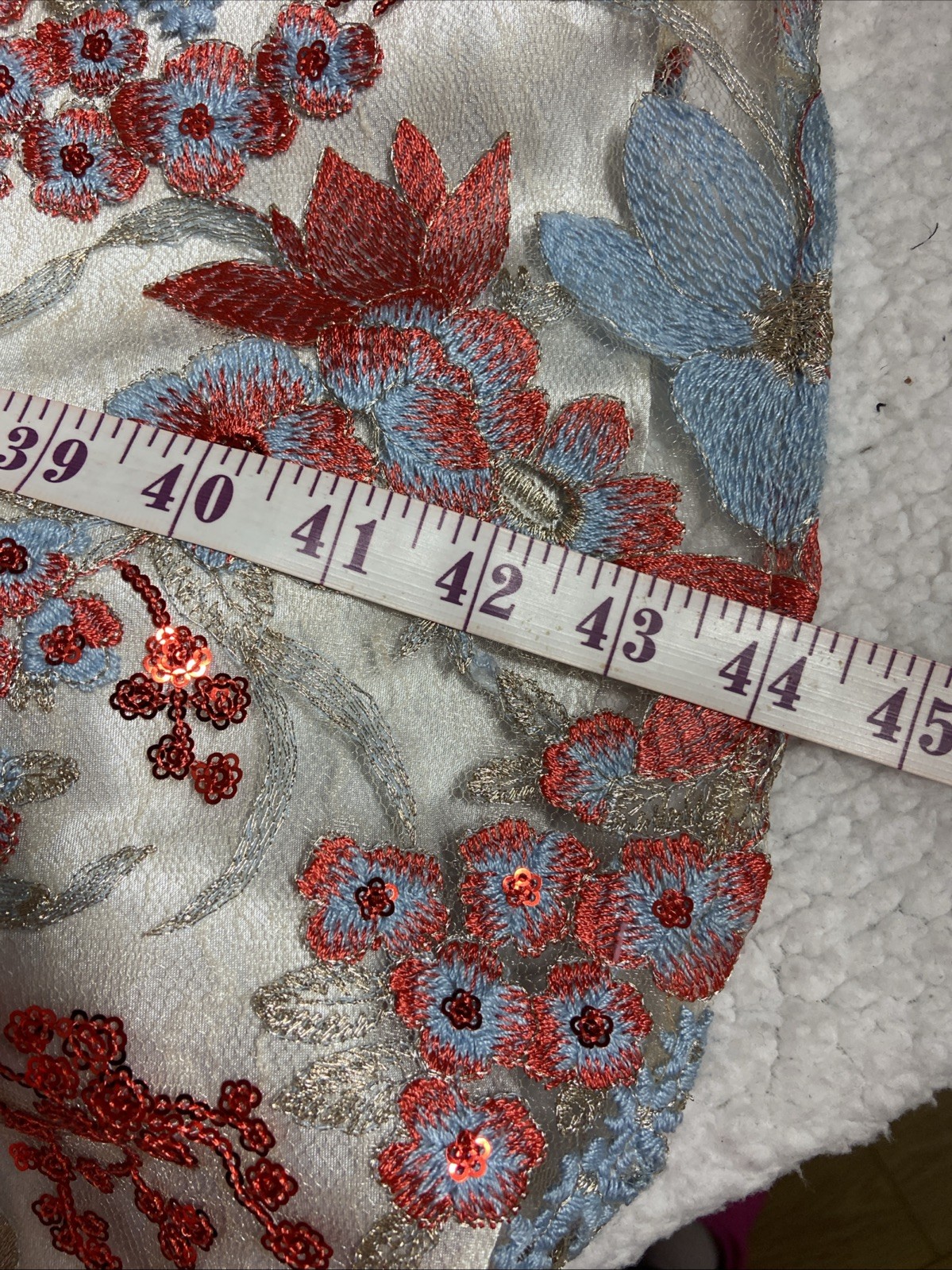 Tahari by Arthur S Levine Flared Dress Blue/Red Floral Embroidery/Sequin Size 14