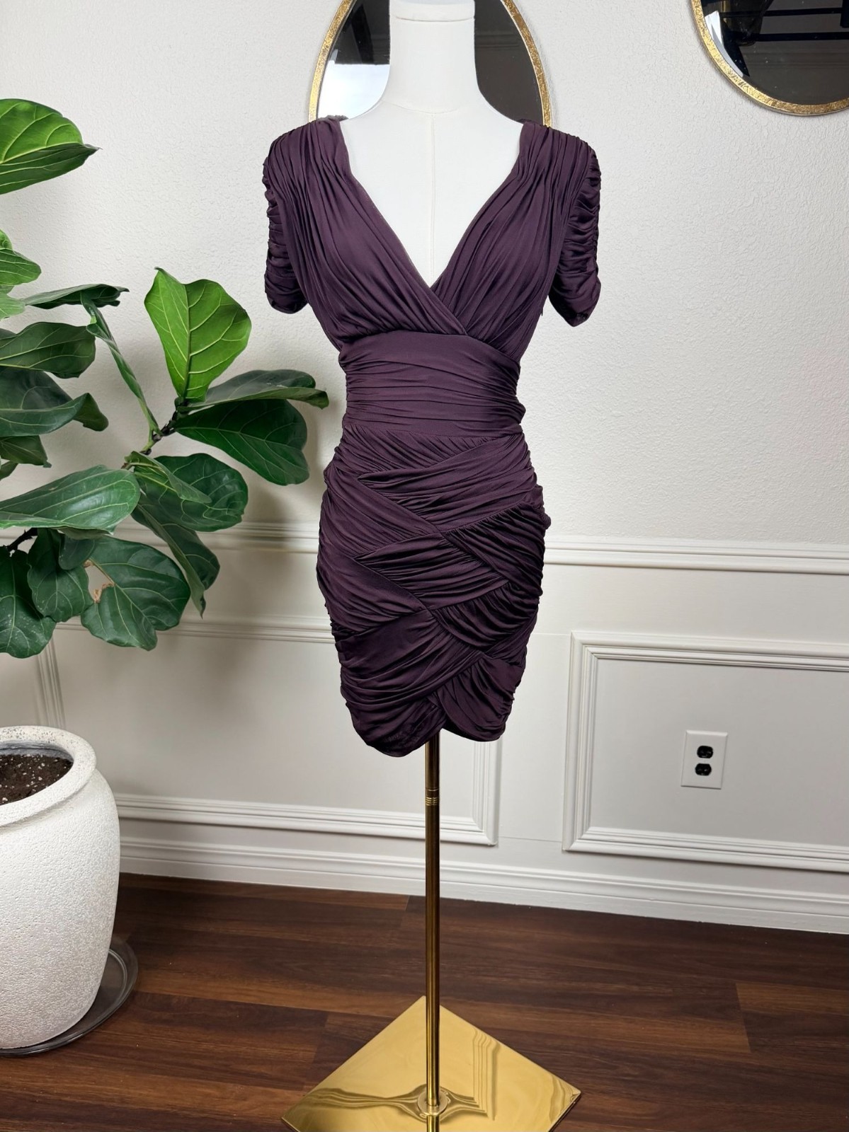 Sultry Elegance Halston Heritage Rich Girl Cocktail Dress | XS | Aubergine