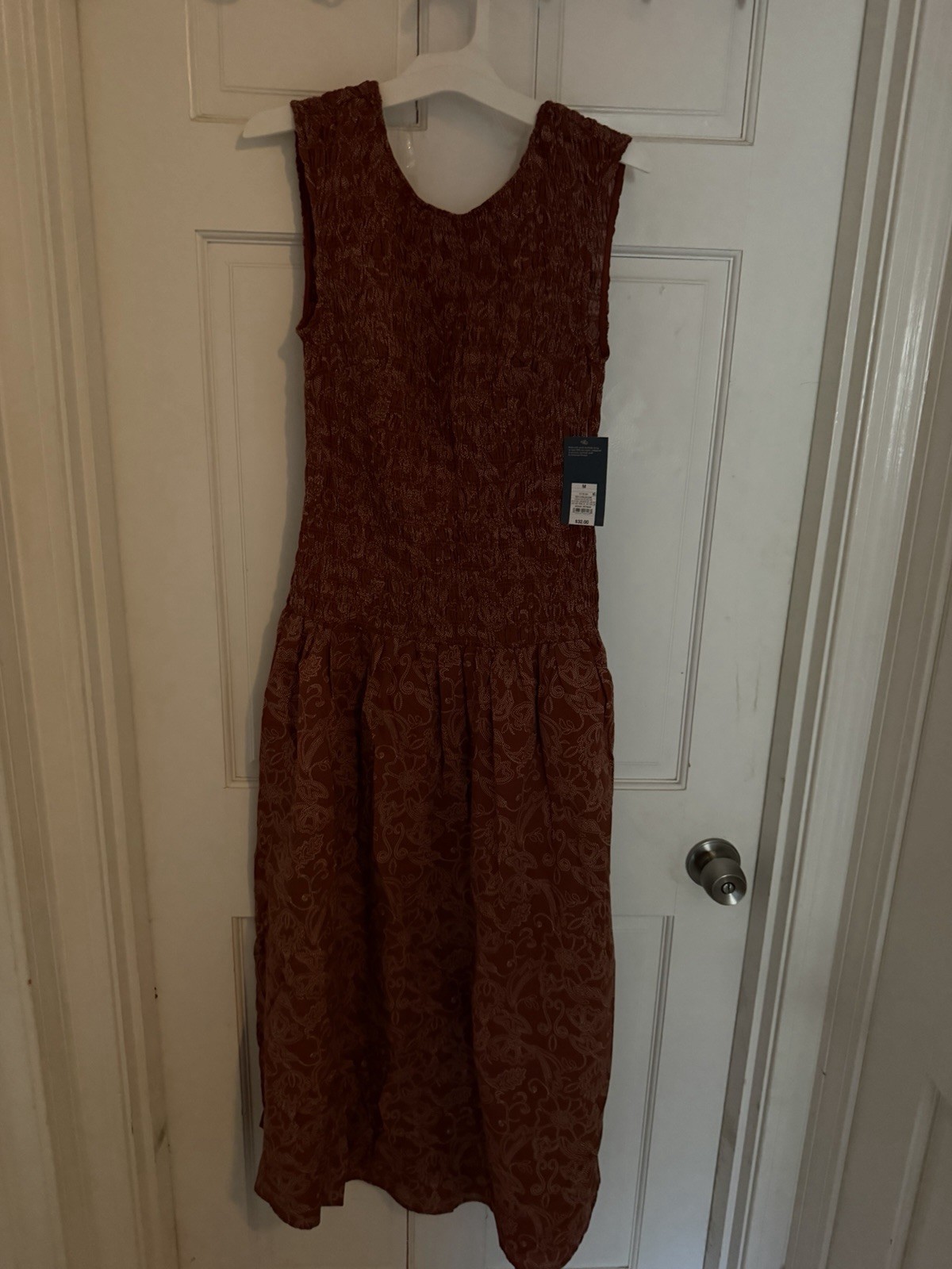Universal Thread Rust Floral Smocked Woven Midi Dress V-Neck Sleeveless M
