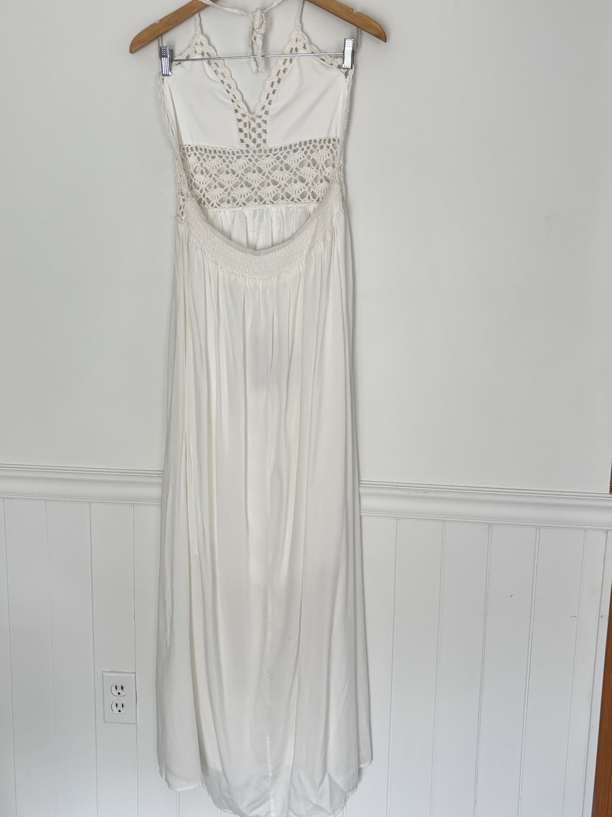 LILBETTER Women’s Beach Crochet Backless Bohemian Halter Maxi Dress XL NEW a63