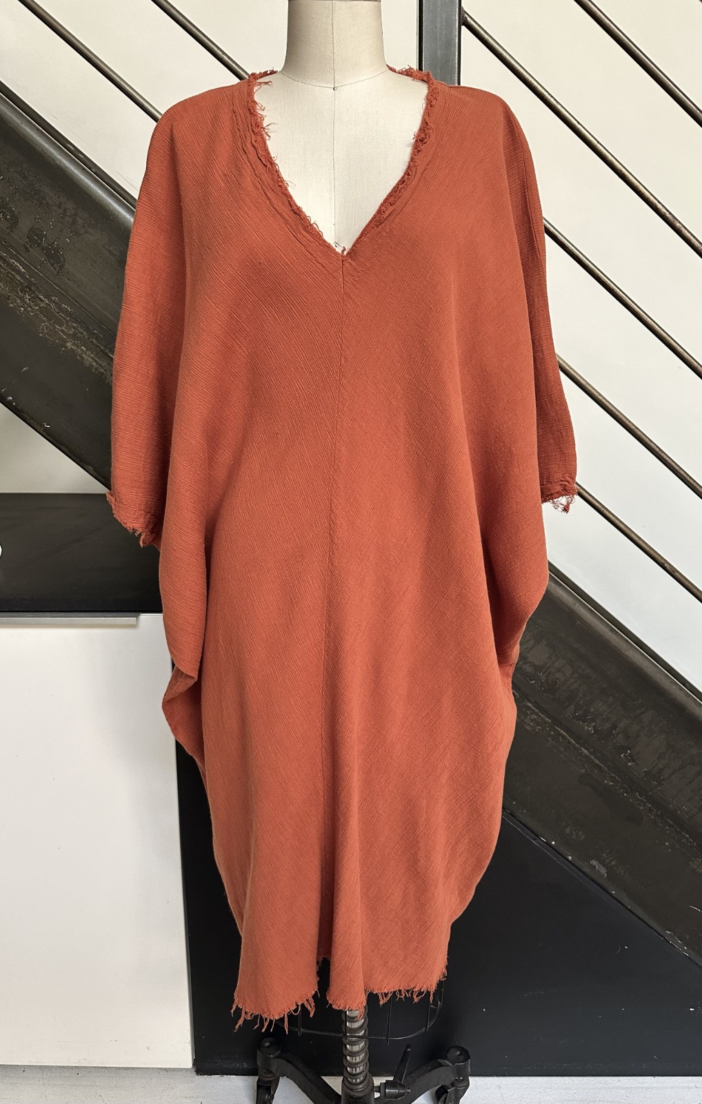 BLACK CRANE orange cotton bias cut gauze dress/caftan size small