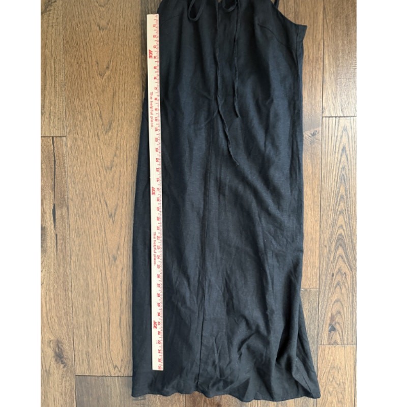 Universal Thread Black Linen Blend Halter Maxi Dress Smocked Tie Front M