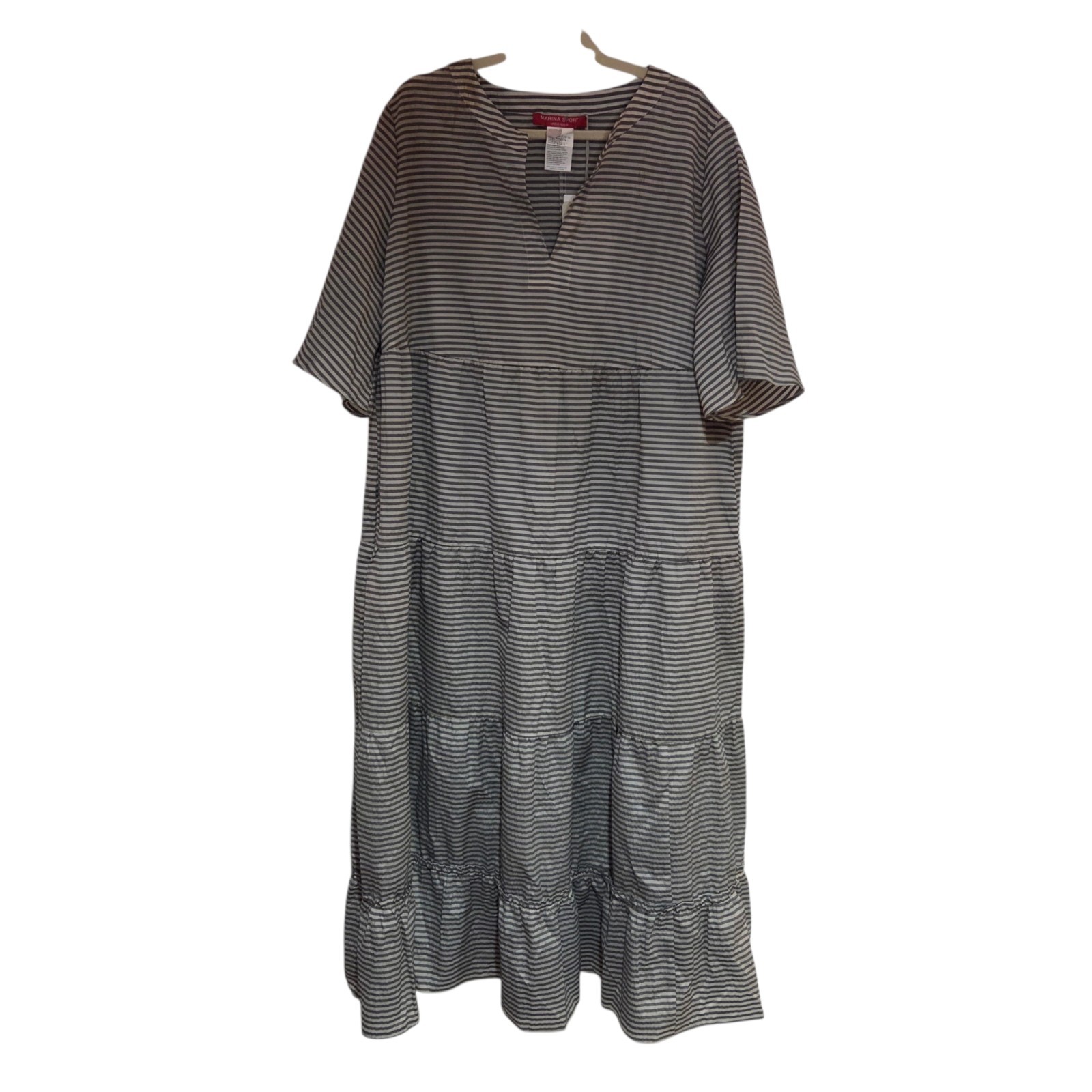 Marina Rinaldi Gray Silver Cotton Maxi Dress Size 20W (29) NWT $535