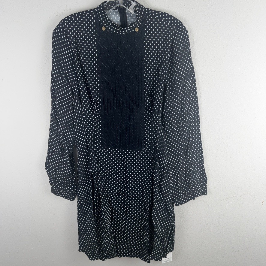 Coach 0 Polka Dot Bib Dress Long Sleeve Mini Shift Women’s Party Designer Preppy