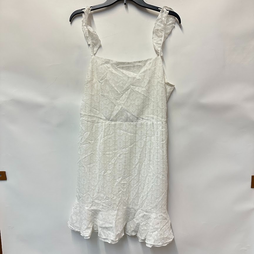 Bar III Womens L Bright White Silver Ruffle Flutter Strap Mini Dress NWT AR65
