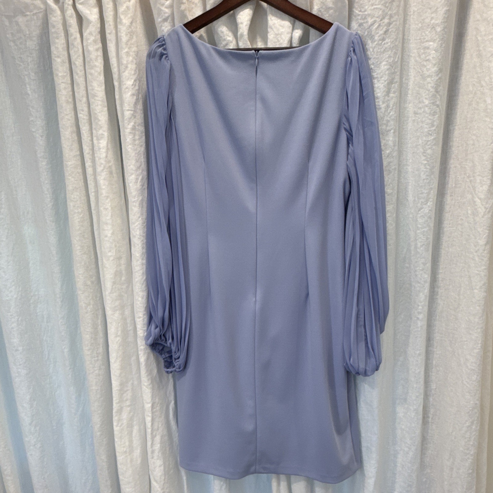 Jessica Howard Lavender/Periwinkle Sheath Dress Pleated Long Sleeve 16