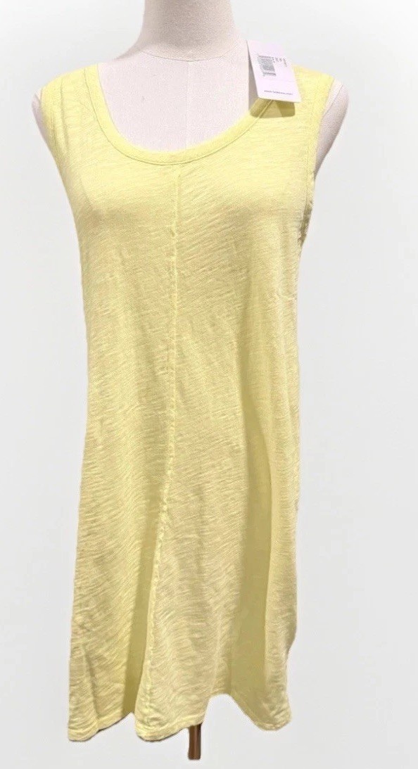 New BOBI Los Angeles Women’s Yellow Thin Cotton Sleeveles Tank Top Dress M NWT