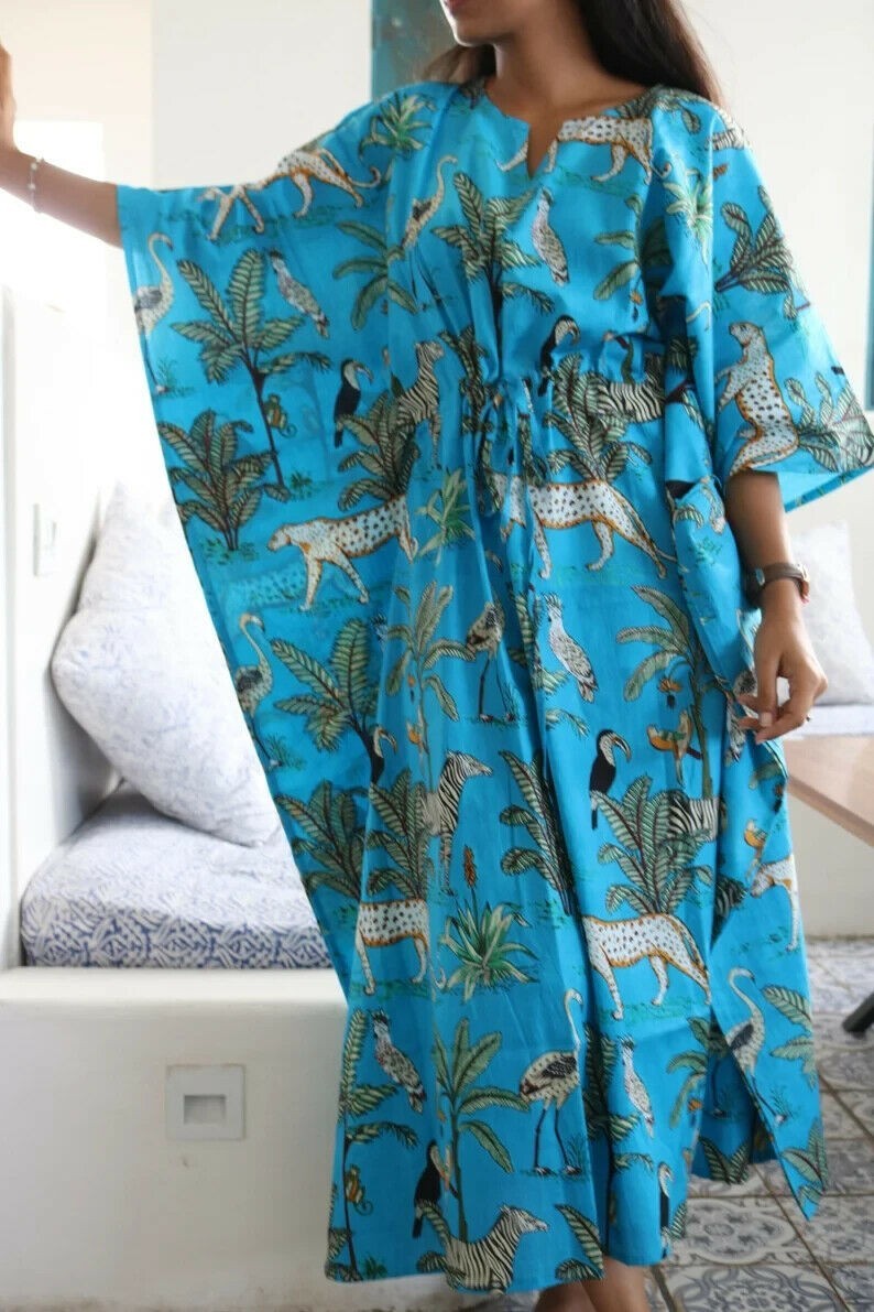 Cotton Kaftan For Women Long Caftan Dress Beach Cover up Sleepwear Gift Her