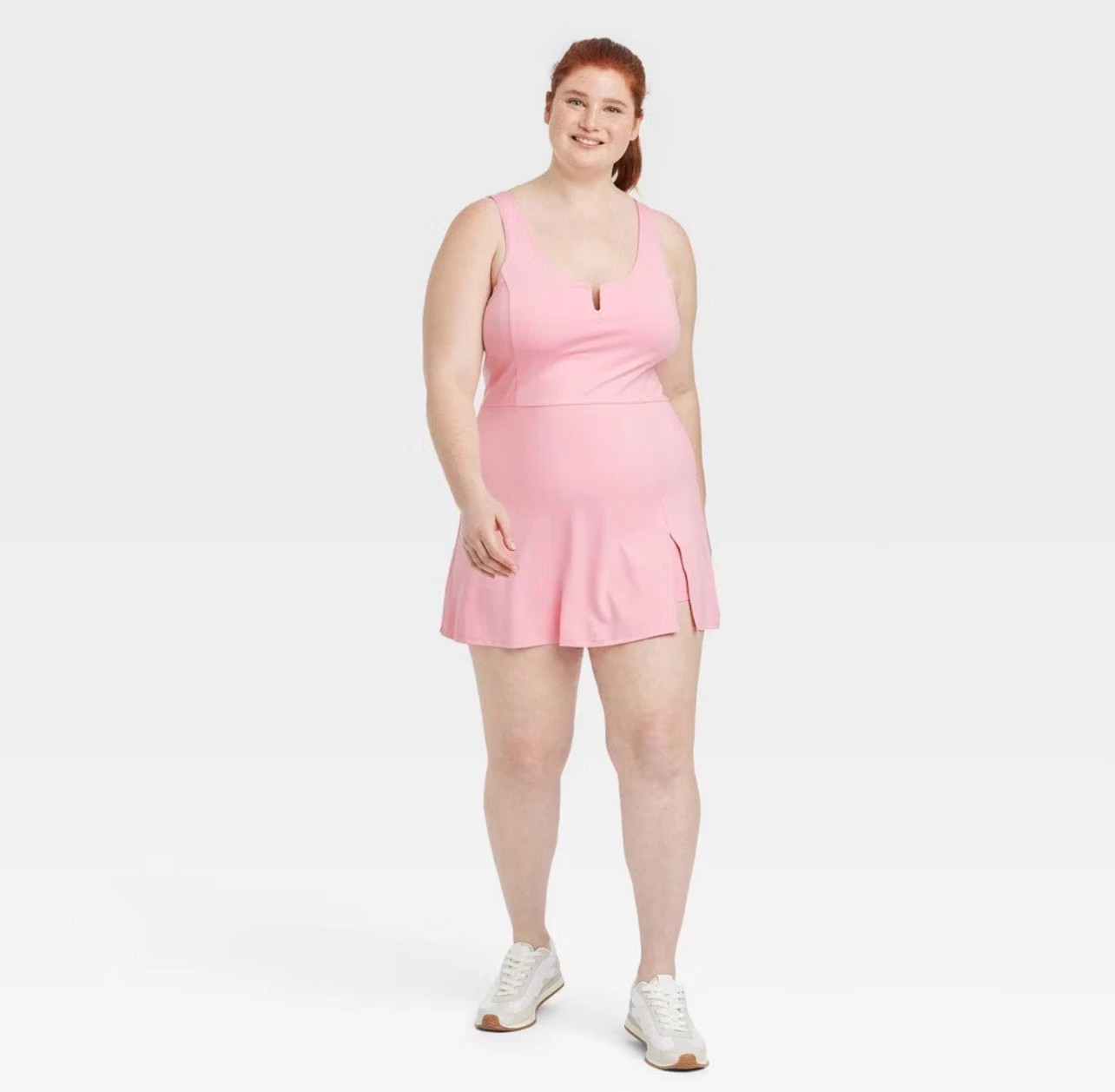 NWT~ All in Motion sz XXL Pink Knit Slit Active Sleeveless Dress Sleeveless AT78