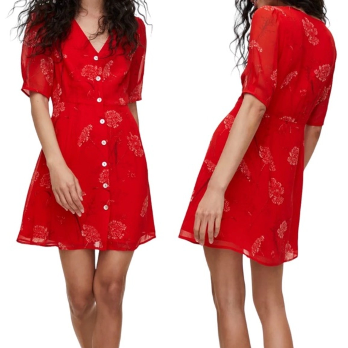WILFRED x ARITZIA Button Front Dress Flame Scarlet Red {VV31}