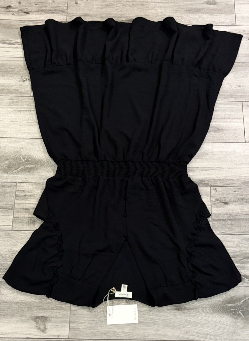Tamara H. Womens Tiered Black V-Neck Short Sleeve Knee Length Dress Size 1X