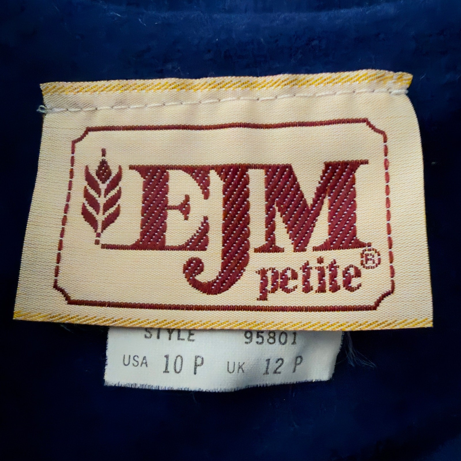 EJM Petites Vintage 80s Blue Velour Long Sleeve Belted Midi Dress Size 8