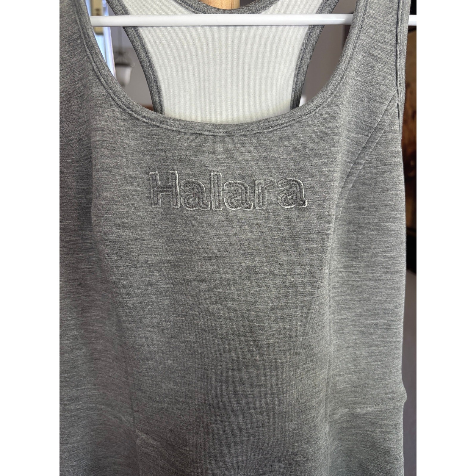 Halara Racerback Athletic Mini Dress Womens XS Heather Gray Built-In Bra NWT