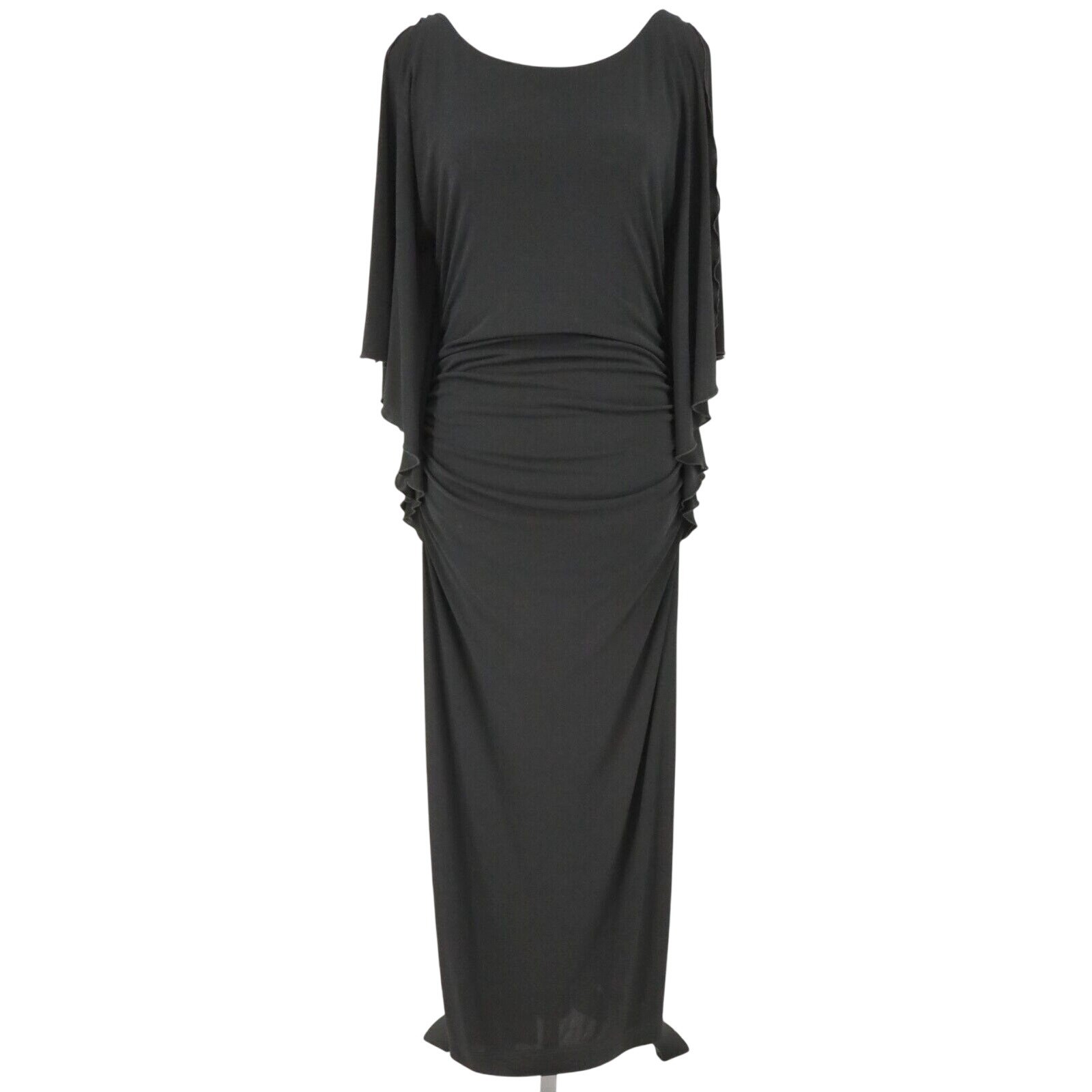Nicole Miller Gown Womens 10 Black Maxi Ruched Lined Dress Low Back Zip Formal