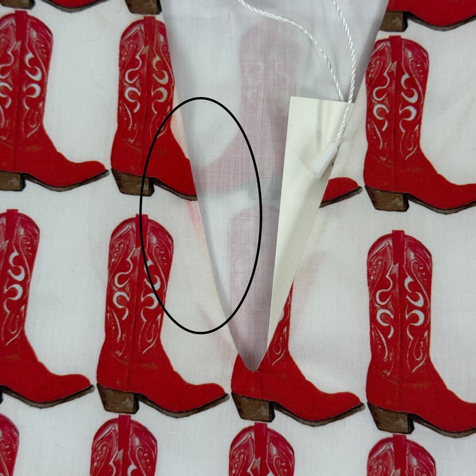Brooke Wright Lucy Dress Medium White Red Cowboy Boot Cotton Poplin NWT READ