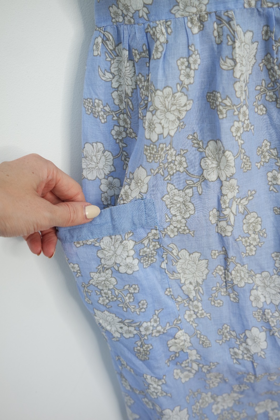 PEACOCKS LIGHT BLUE IVORY FLORAL BUTTON FRONT STRAPPY COTTON SUN DRESS SIZE 18