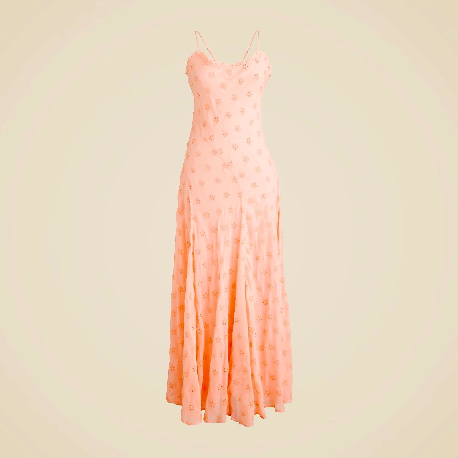 NWT!! J. CREW Collection Eyelet Maxi Slip Dress Blushed Peach Pink Fairy Size 6