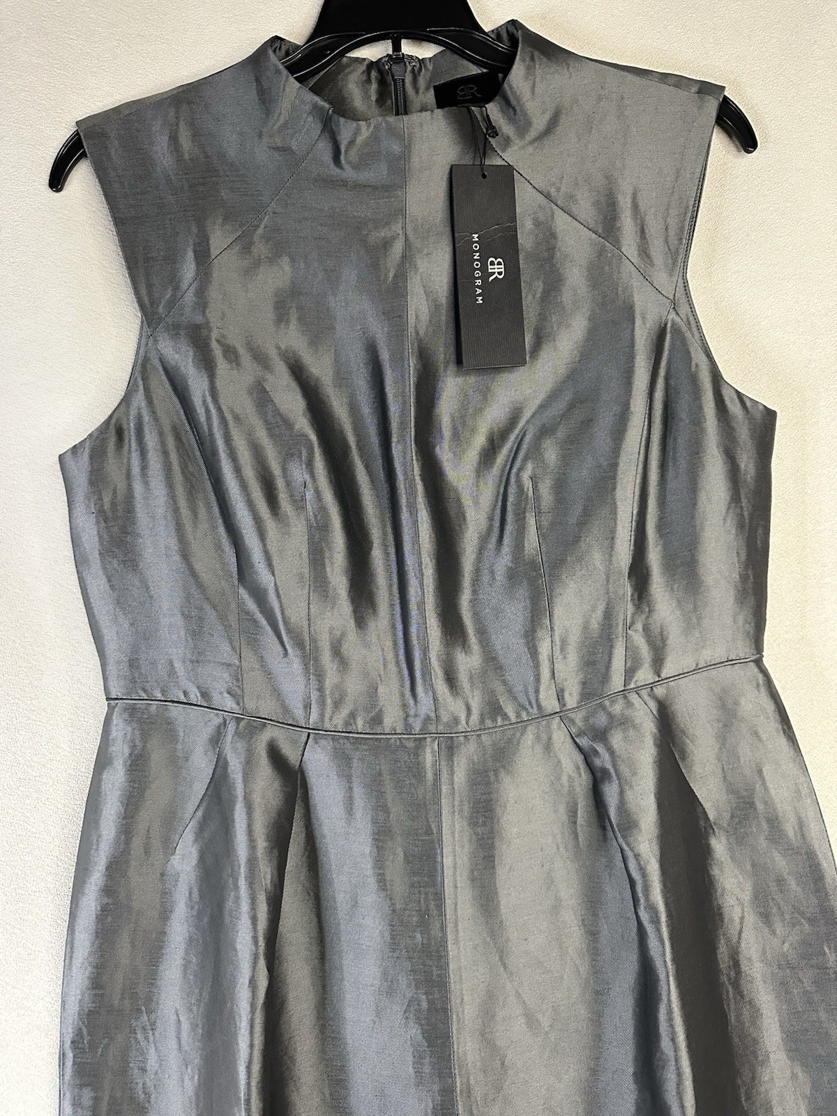 NEW Banana Republic Monogram Metallic Party Cocktail Dress Linen Silk Sz 8 $150