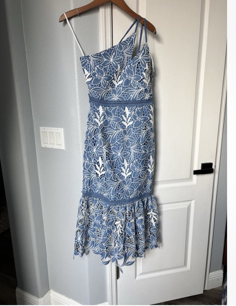 Petal and Pup NEOMI ONE SHOULDER MIDI DRESS- BLUE Size XS New Without Tags