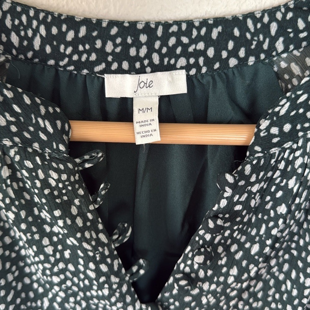 Joie green and White patterned Long Sleeve Dress medium