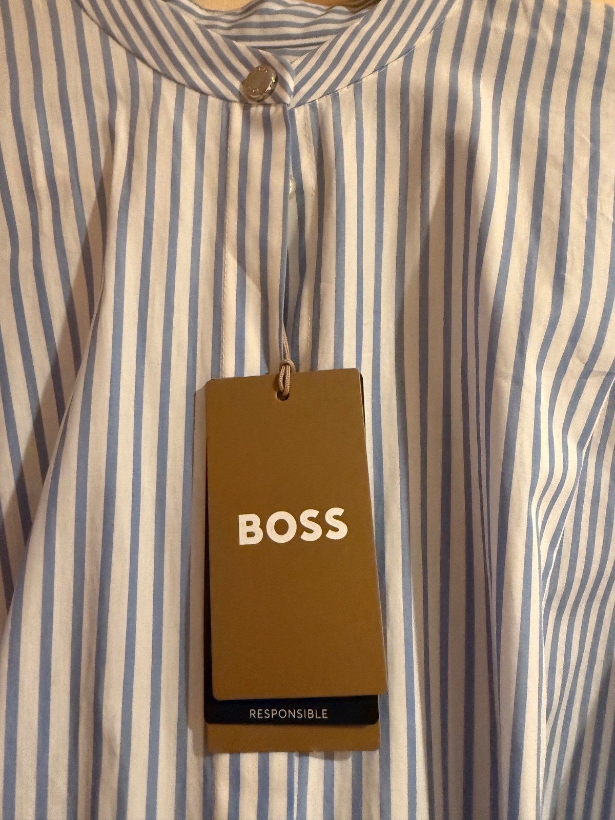 Boss summer dress size 2 blue -white stripes 100% cotton original price $495