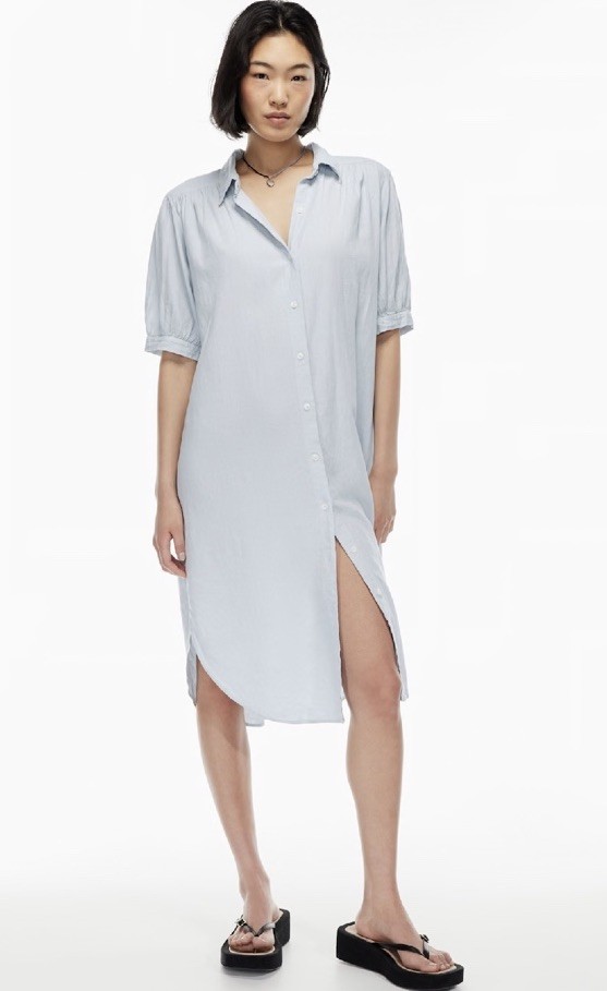 Aritzia Wilfred Free Awaken Linen Blend Midi Dress in Cloud Blue Size S