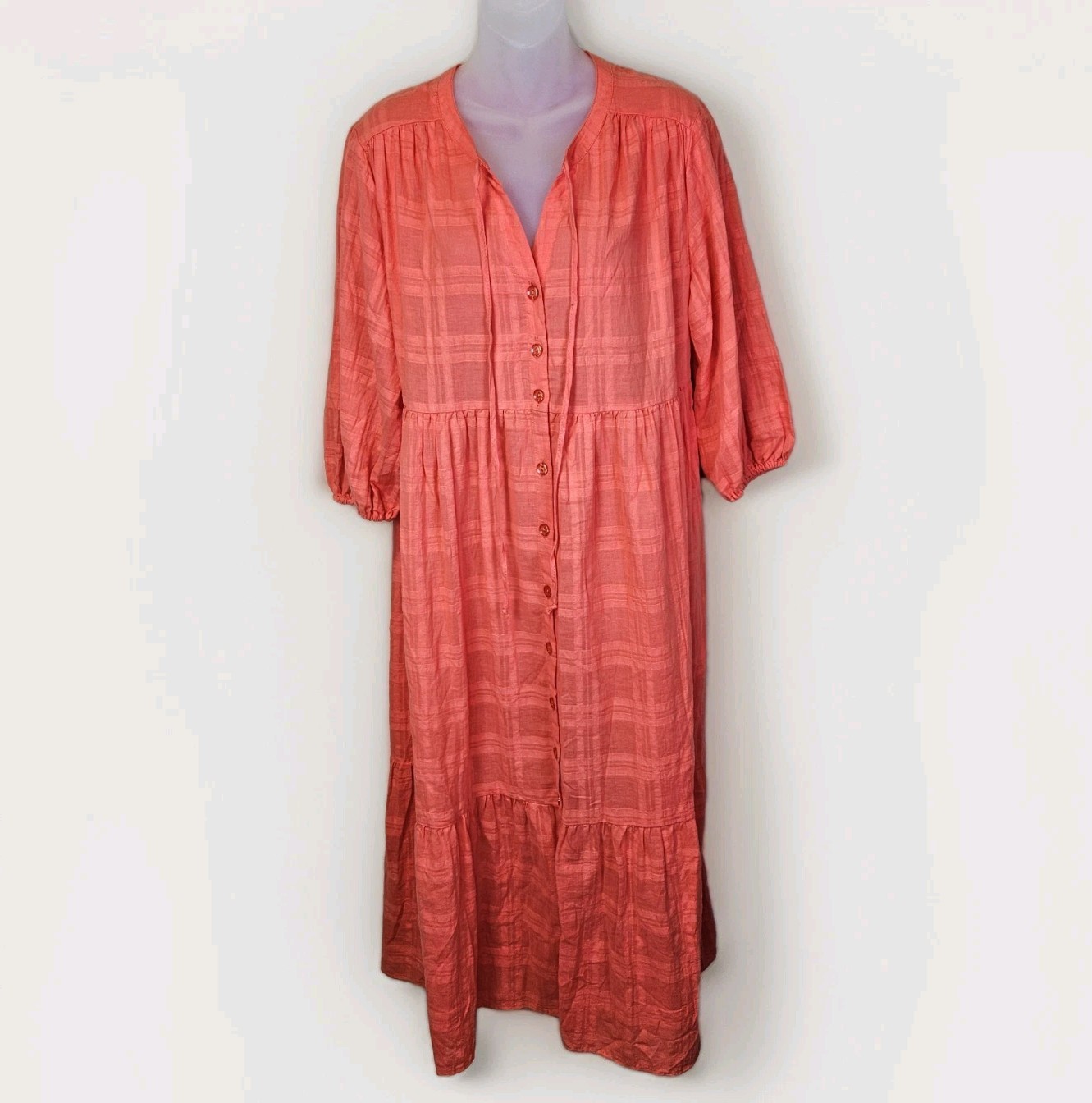 Young Fabulous & Broke Maxi Dress S Cottagecore Cotton Tiered Boho Prairie Plaid
