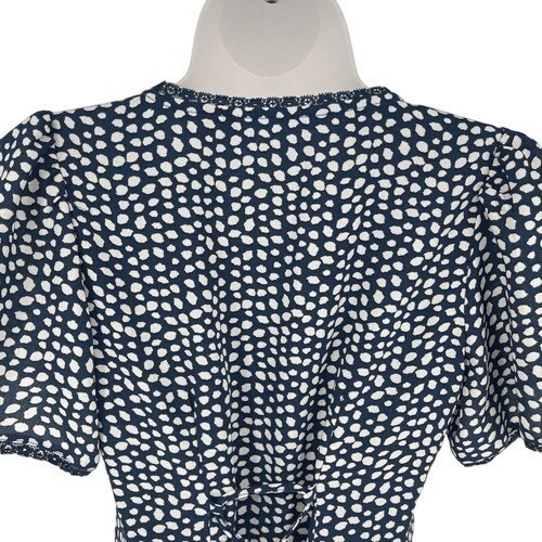 Urban Outfitters Navy Polka Dot Ruffle Hem Mini Dress S
