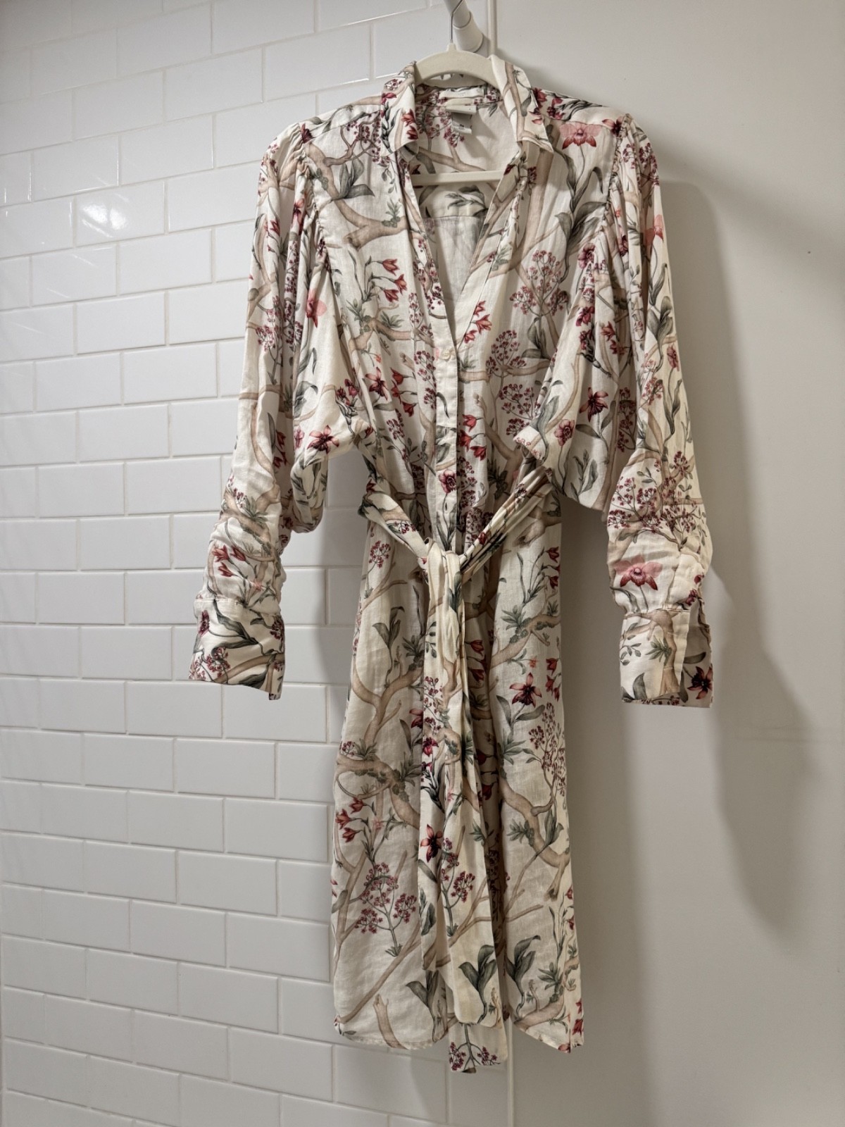 Johanna Ortiz x H&M Oversized Linen Shirt Dress in Natural White Orchid M