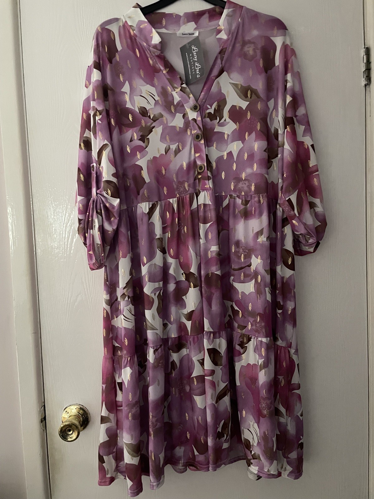 BNWT Stylish Lady’s Zanca Sonne Lilac Floral Smock Dress. Free Size.