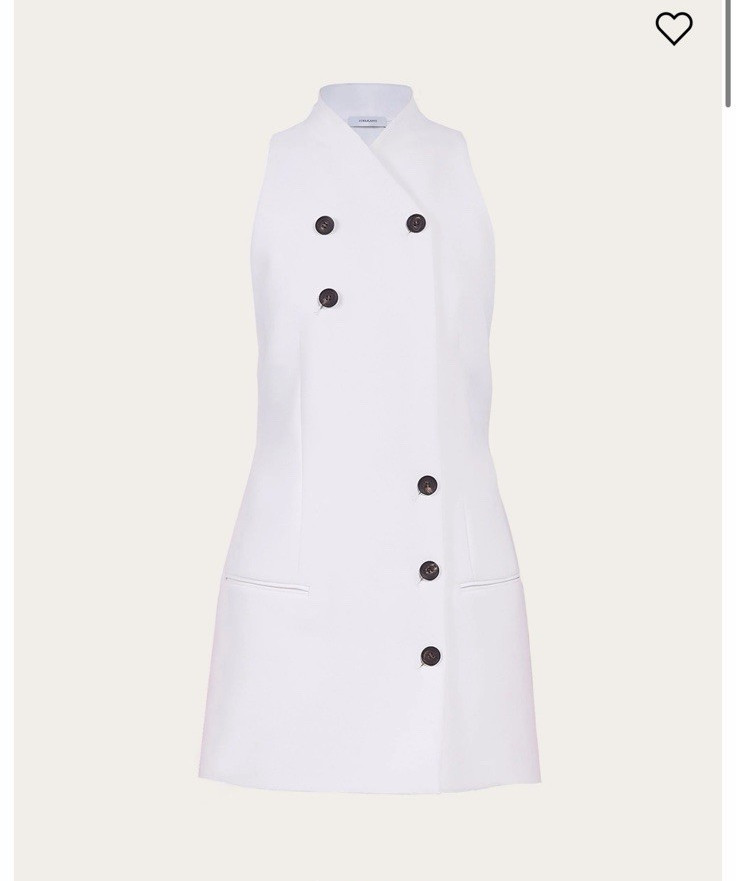 Ferragamo White Mini Dress sz 14 Sleeveless Collared Double-Breasted Pockets NWT