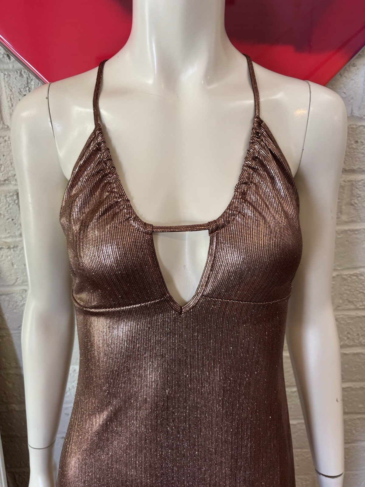 Savage X Fenty Bronze CHAIN REACTION MAXI SLIP Dress Sz M $109 Chainmail Look
