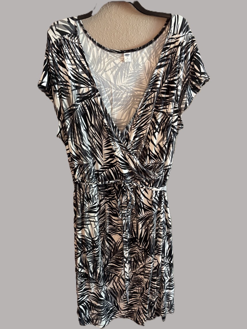 Old Navy Stretch Jersey Elastic Waist Flattering Faux Wrap Dress, Plus Size 3X
