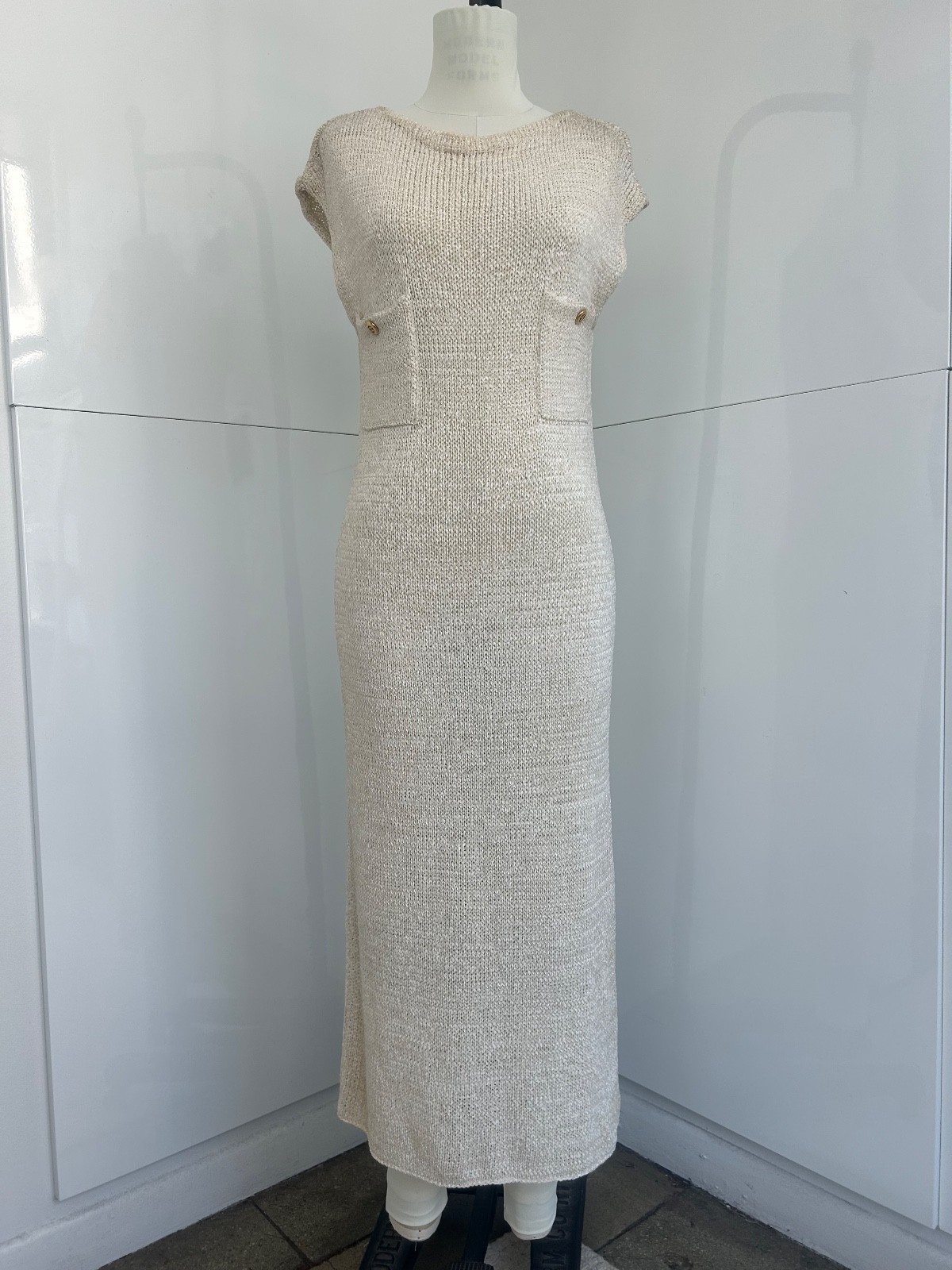 CHANEL Knit Pocket Dress in Ivory FR 36/38 Made in Italy