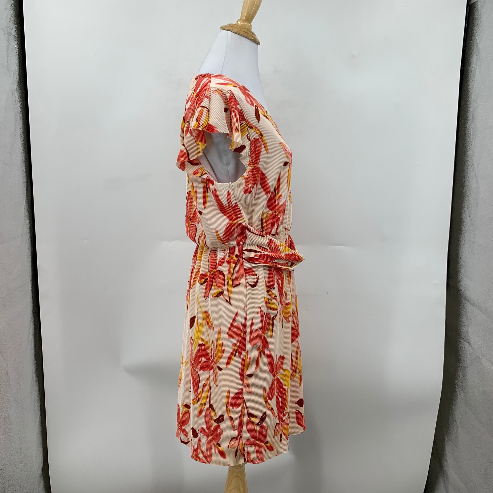 Collective Concepts Knot Dress Womens M Medium Floral Ribbed V Neck Lined