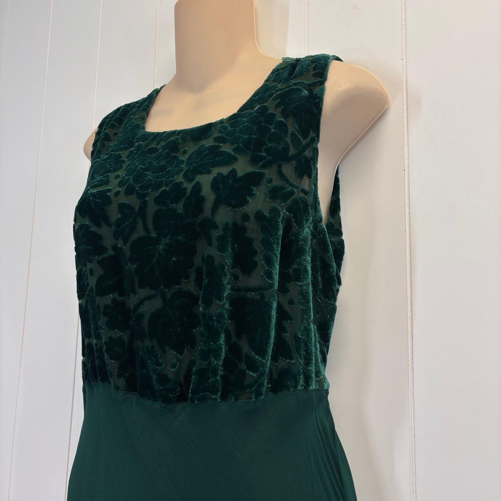 Vintage Nostalgia Whimsigoth Burnout Velvet Chiffon Maxi Dress Women L Regency