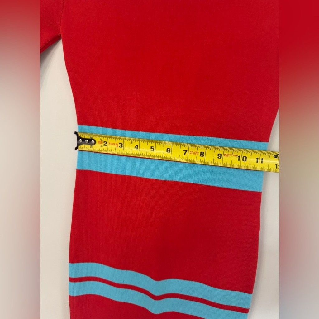 Codigo women’s medium stretch bodycon mini dress aqua and red stripes