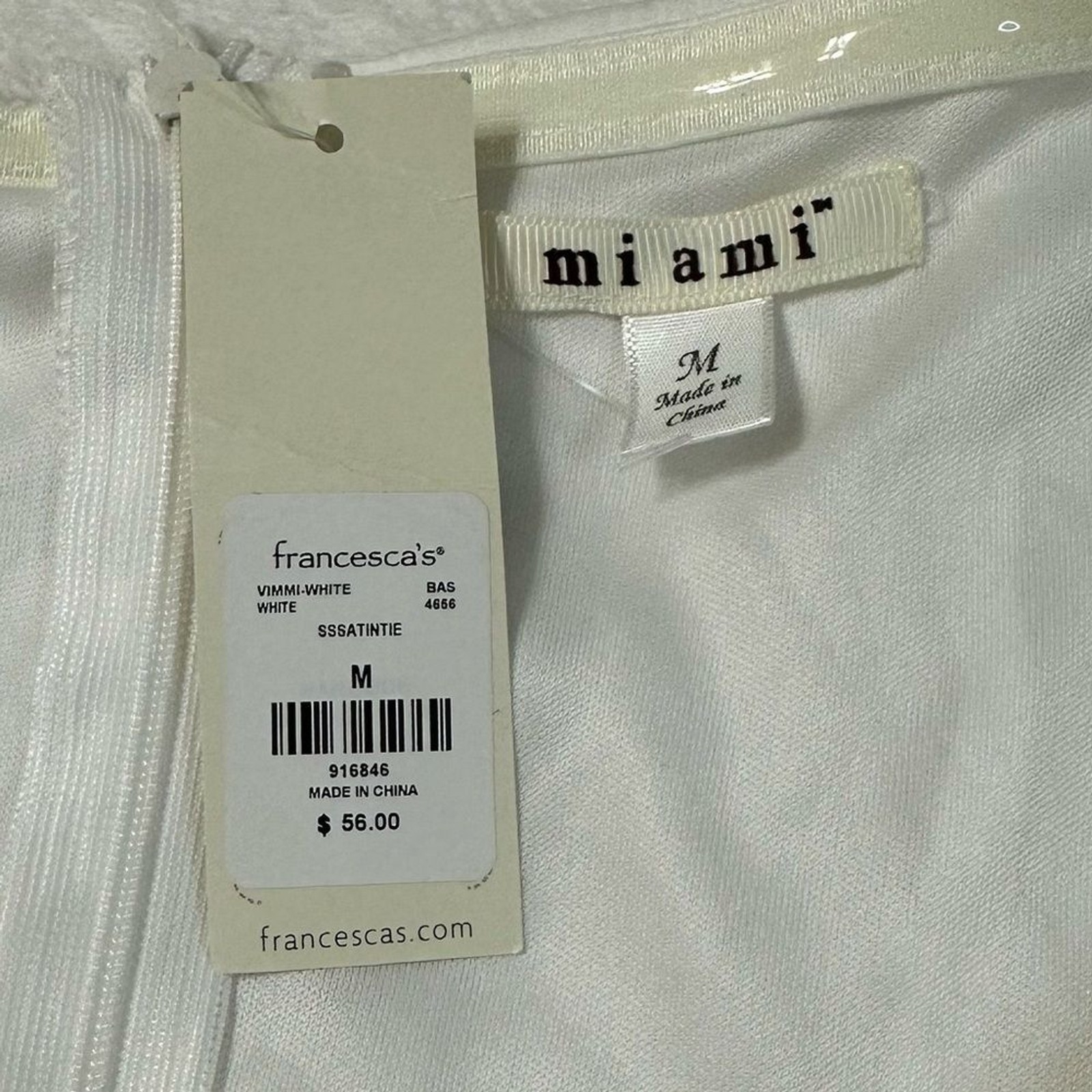 NWT Mi Ami Francesca’s White Satin Tiered Puff Sleeve Dress/Romper