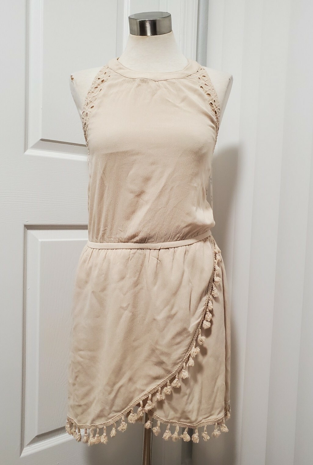 Miss Me Taupe Halter Dress Beige Womens Small NWT