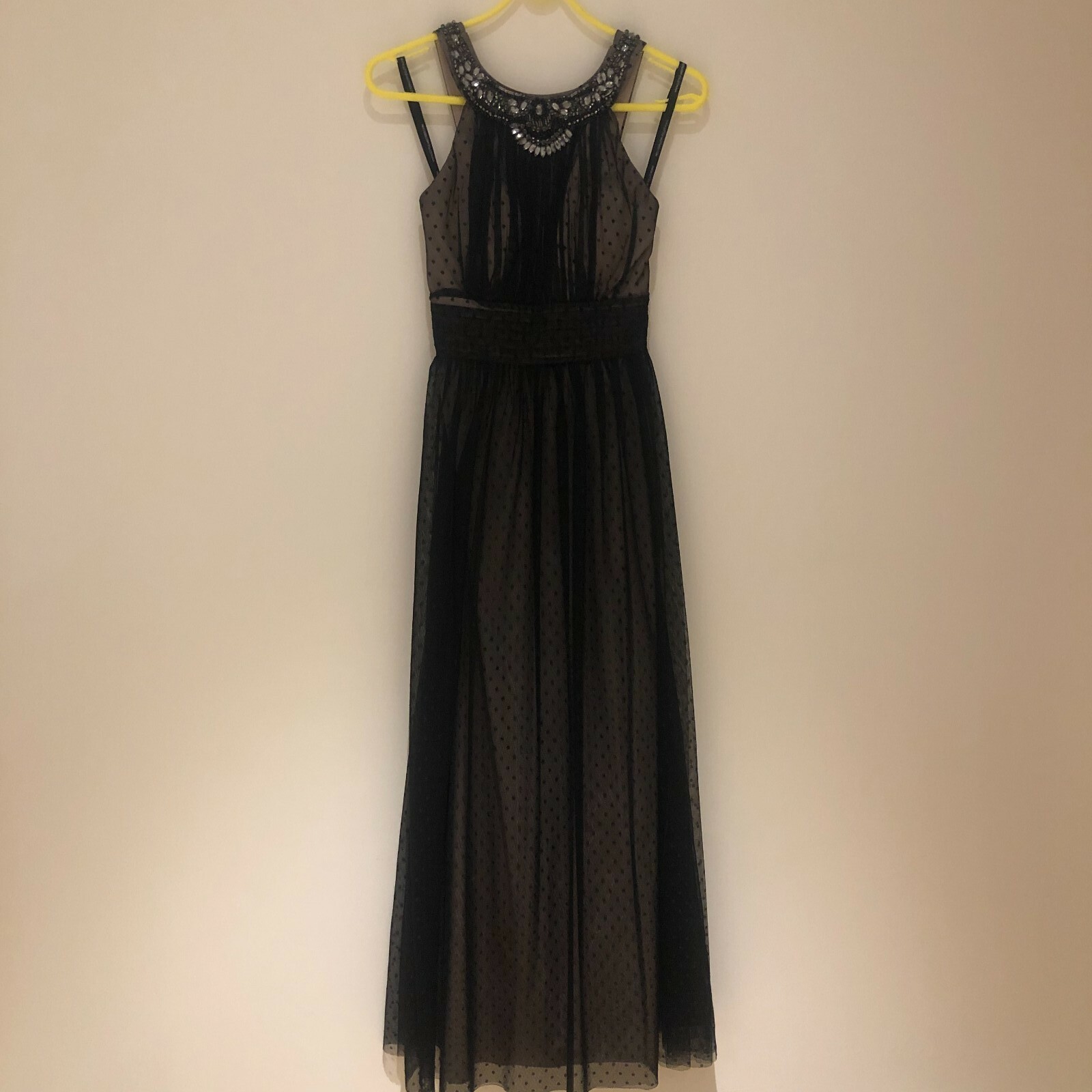 PreLoved: Little Mistress Embellished Top Mesh Maxi Dress Black Size PetiteUK8