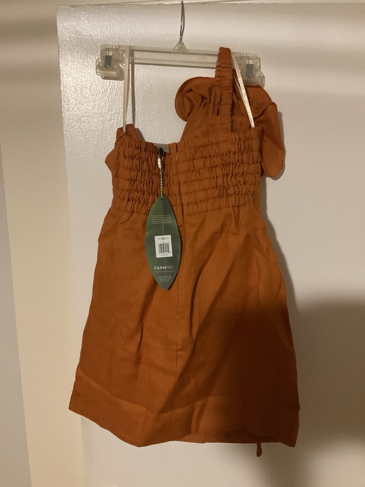 Farm rio Women’s Orange Mini Flower One Shoulder Dress Size Medium
