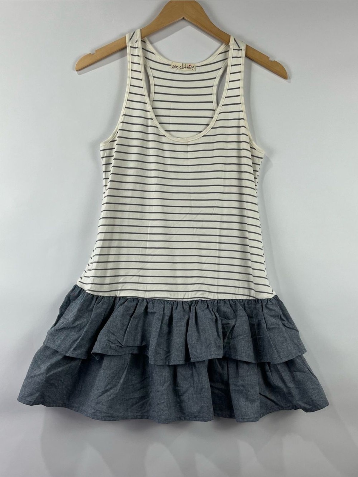 NWOT One Clothing Made in USA 95% Cotton Tiered Ruffle Tank Dress Medium
