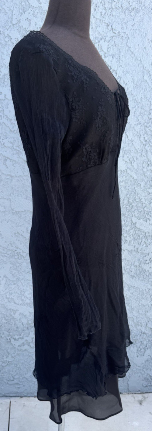 VTG Black Lace 100% Silk Dress By Mica Y2k Sz 12