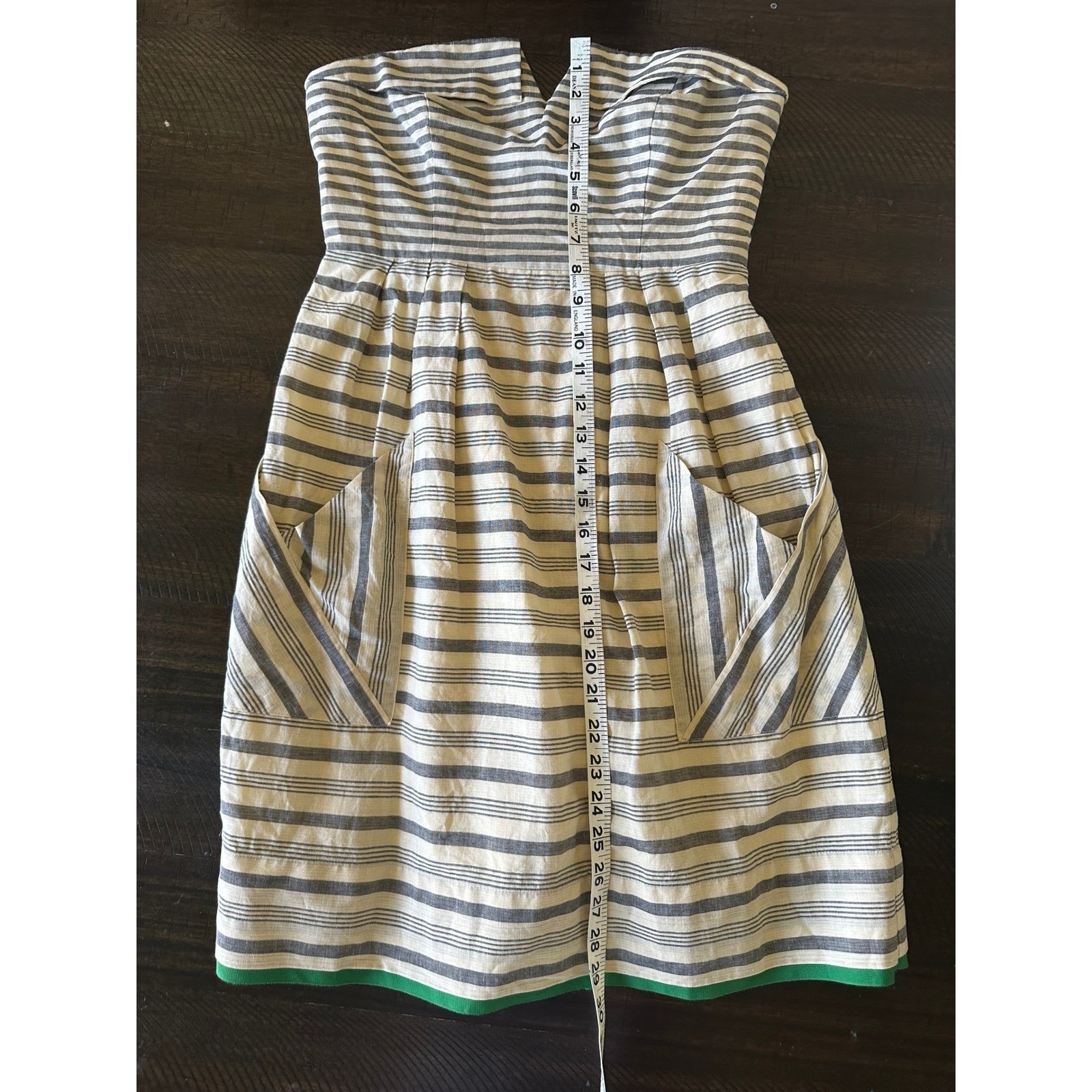 Maeve Anthropologie Striped Strapless Fit Flare Dress 2