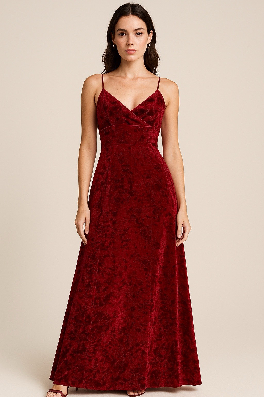 Rimini by Shaw Women Slip Dress Burgandy Burnout Velvet Y2k Holiday Sze 10