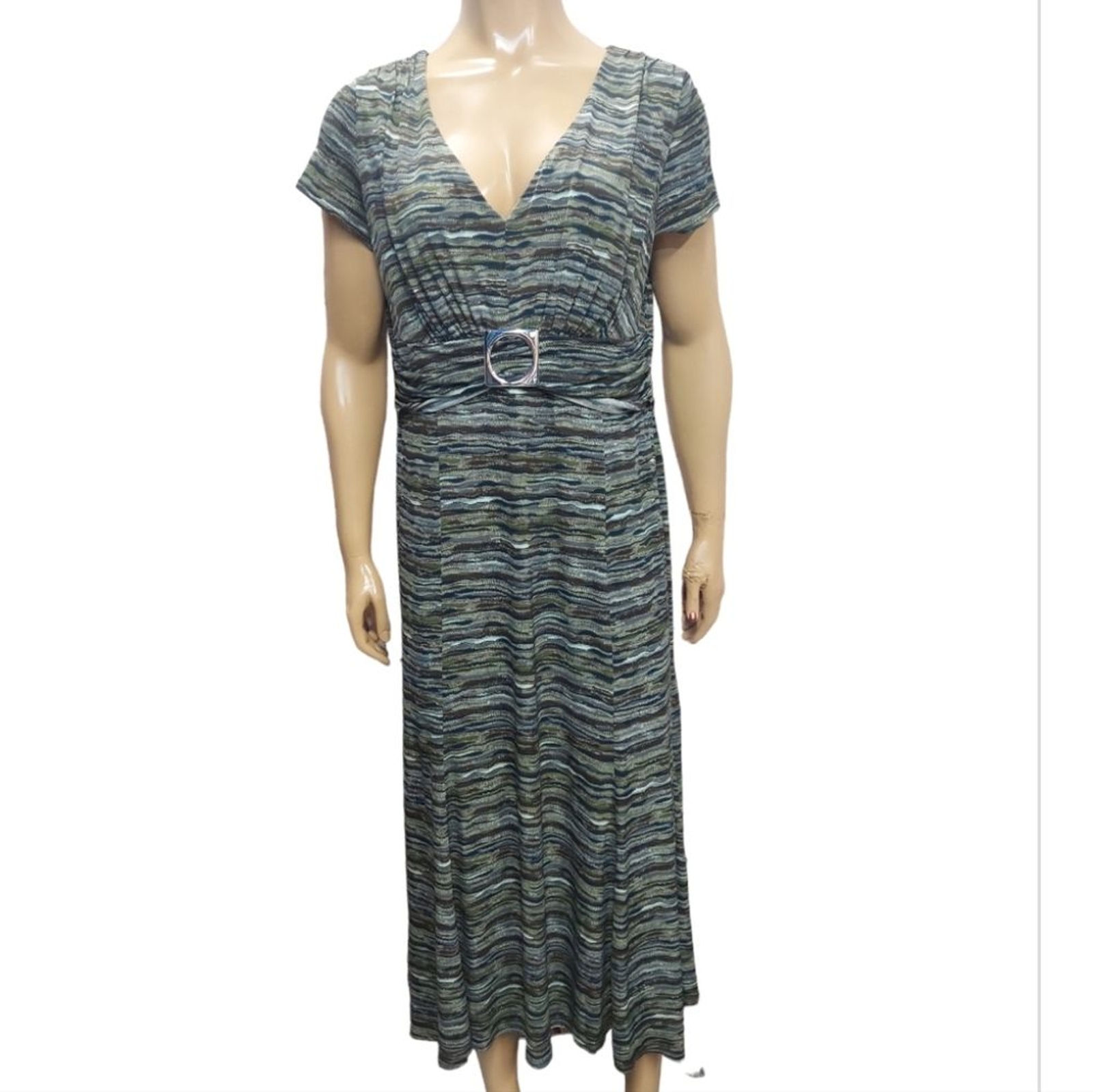 Perceptions New York Colorful Short Sleeve Midi Fit & Flare Dress