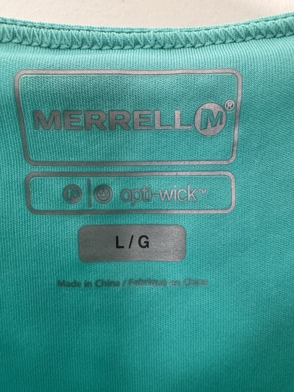 Merrell Teal Blue Leaf Print Opti-Wick Cap Sleeve V-Neck Dress Sz Large Hiking