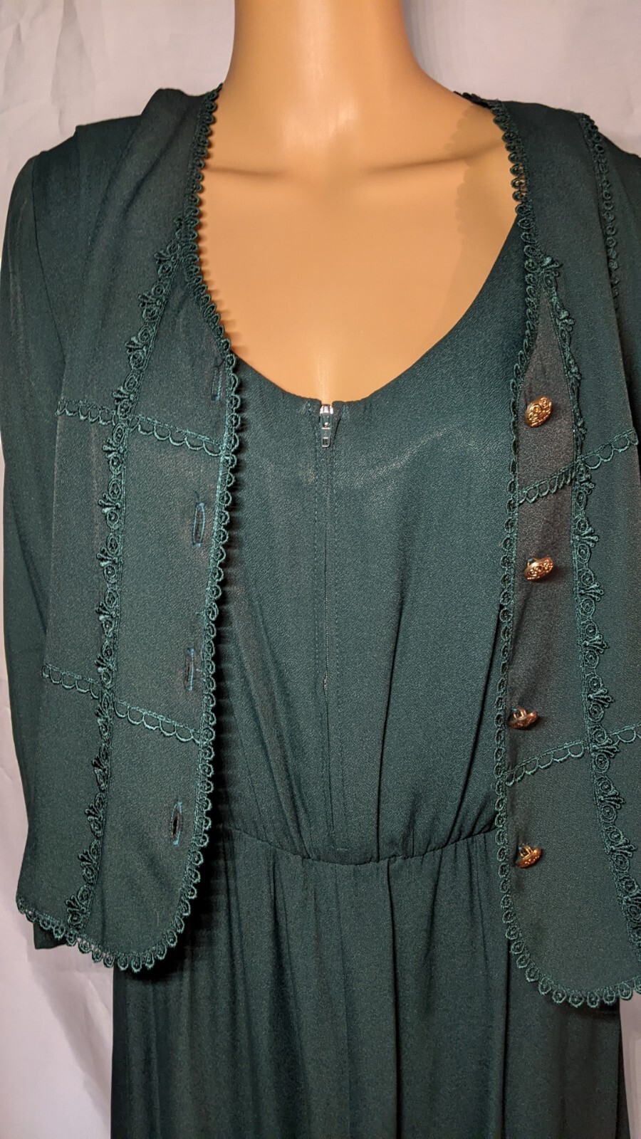 VINTAGE S.L. PETITES Jacket Dress GREEN Blazer Vest & Dress Suit Size 12 PETITE