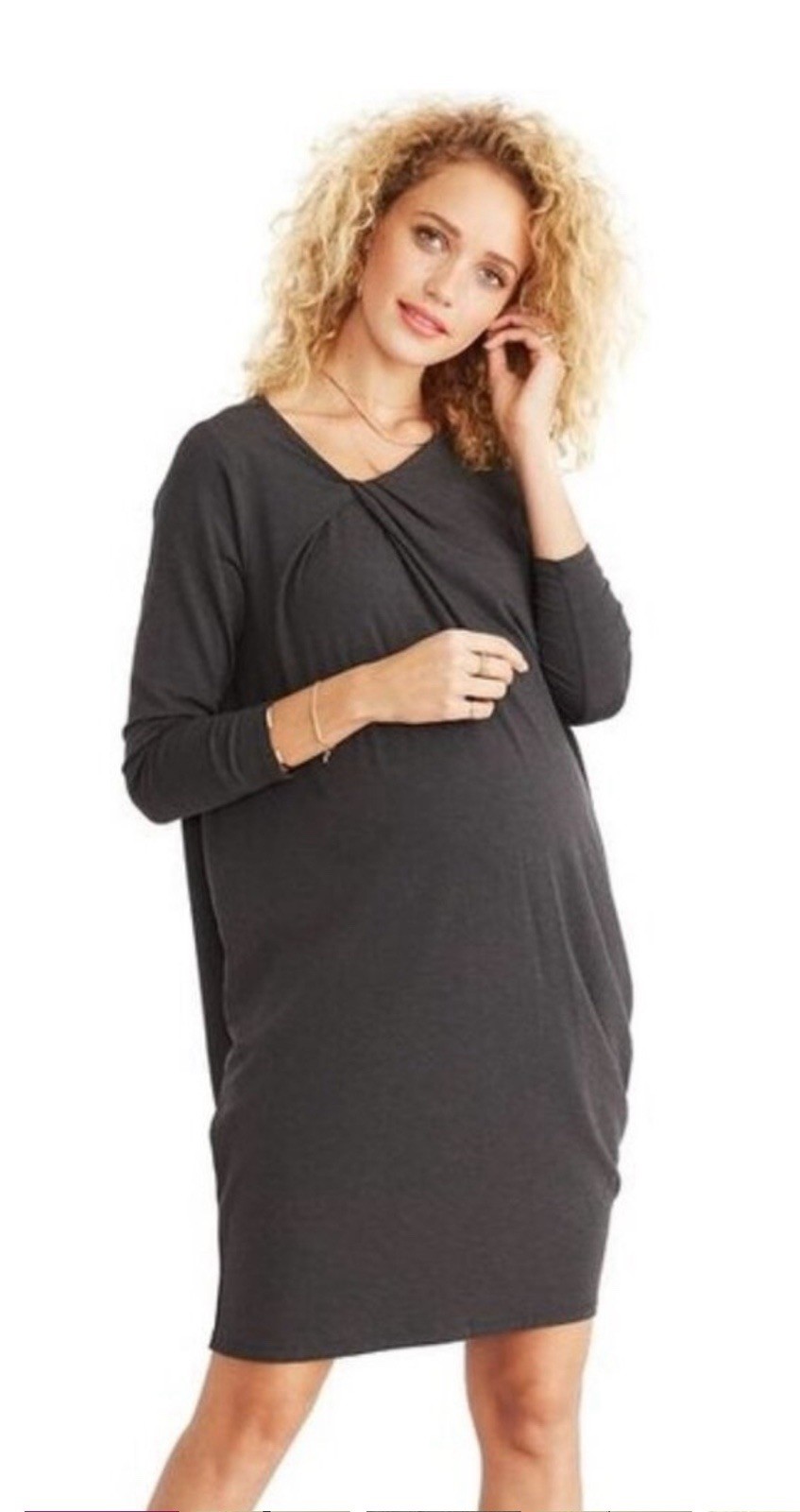 HATCH Maternity Women’s THE SANDRINE DRESS Charcoal Size 0 (XS/0-2) $238 NEW